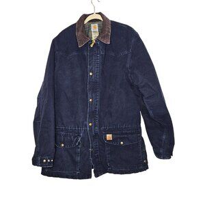 Carhartt Vintage Navy Workwear Jacket L Tall Blanket Lined Corduroy Chore Barn